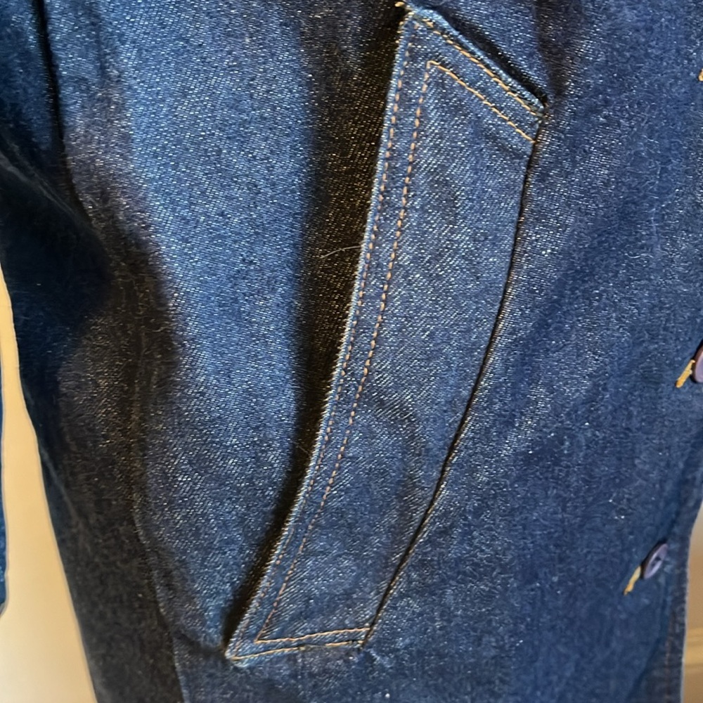 Boone Industries Denim Duster Button up Coat Beads & Modern detail Made in USA - Picture 9 of 17